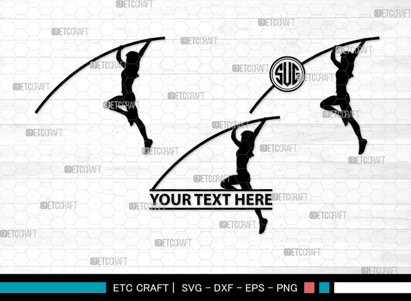 Pole Vault Monogram, Pole Vault Silhouette, Pole Vault SVG, Sports Svg, Pole Vault Event Svg