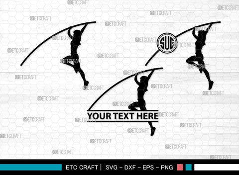 Pole Vault Monogram, Pole Vault Silhouette, Pole Vault SVG, Sports Svg, Pole Vault Event Svg, Women Pole Vault Svg, Pole jumping Svg, Pole vaulter Svg, SB00573 SVG ETC Craft 