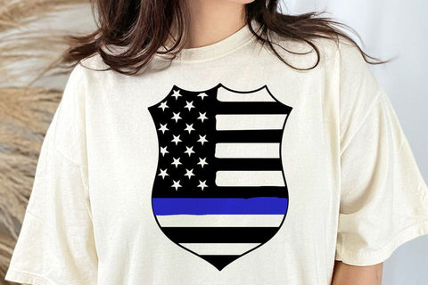 Police Badge - American Flag, Thin Blue Line SVG DesignDestine 