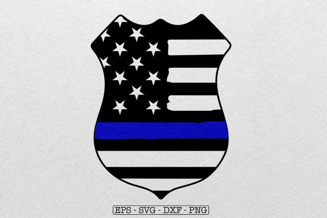 Police Badge - American Flag, Thin Blue Line SVG DesignDestine 