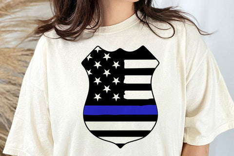 Police Badge - American Flag, Thin Blue Line SVG DesignDestine 