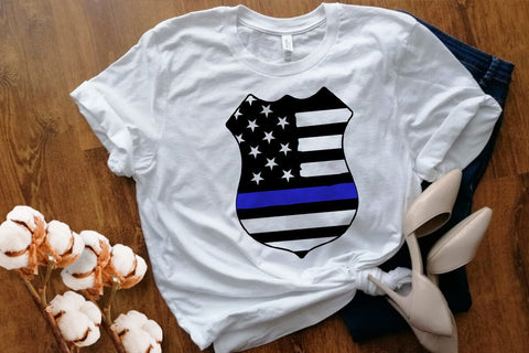 Police Badge - American Flag, Thin Blue Line SVG DesignDestine 