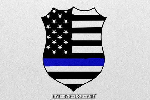 Police Badge - American Flag, Thin Blue Line SVG DesignDestine 
