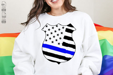 Police Badge Blue Line Flag Svg, American Flag, Thin Blue Line, Police Support SVG DesignDestine 