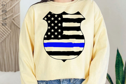 Police Badge Blue Line Flag Svg, American Flag, Thin Blue Line, Police Support SVG DesignDestine 