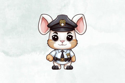 Police Bunny Cute Sublimation Clipart Bundle Sublimation Designangry 