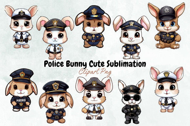 Police Bunny Cute Sublimation Clipart Bundle Sublimation Designangry 