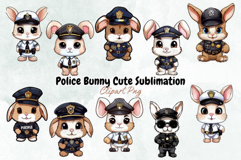 Police Bunny Cute Sublimation Clipart Bundle Sublimation Designangry 