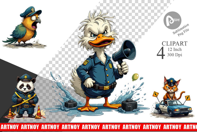 Police Chaos Critters Clipart Sublimation artnoy 