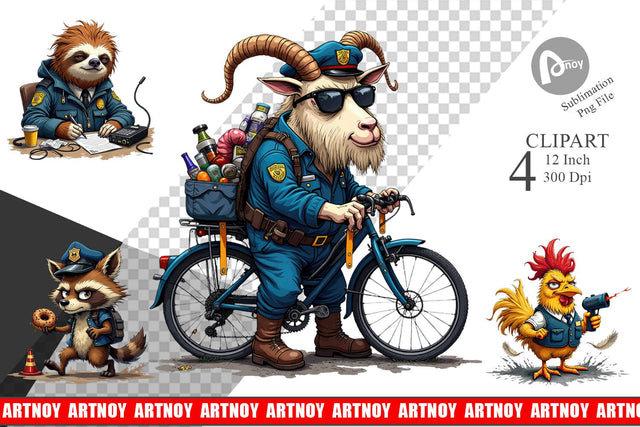 Police Chaos Critters Clipart Sublimation artnoy 