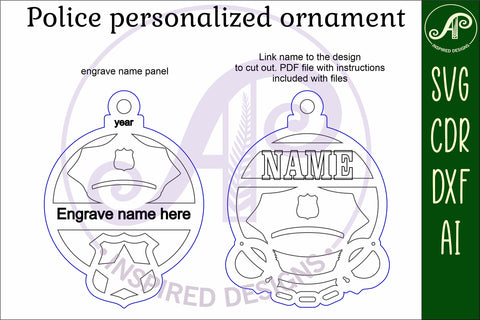 Police Christmas Ornament SVG laser cut SVG APInspireddesigns 