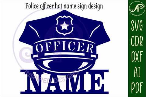 Police hat personalized name sign laser cut SVG APInspireddesigns 