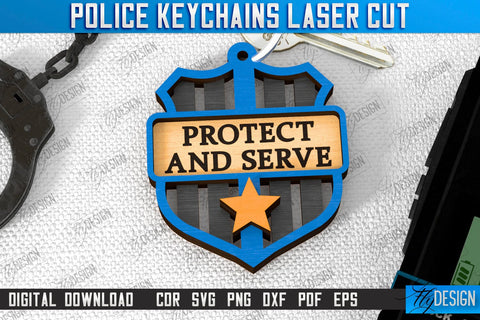 Police Keychain Laser Cut Bundle | Police Signs | Keyring SVG Design | Police Officer | Thin Blue Line | Policeman Symbols | CNC Files SVG Fly Design 