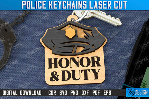 Police Keychain Laser Cut Bundle | Police Signs | Keyring SVG Design | Police Officer | Thin Blue Line | Policeman Symbols | CNC Files SVG Fly Design 