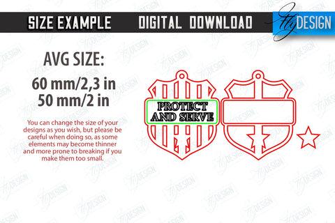 Police Keychain Laser Cut Bundle | Police Signs | Keyring SVG Design | Police Officer | Thin Blue Line | Policeman Symbols | CNC Files SVG Fly Design 