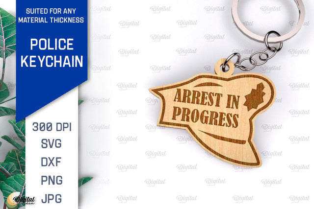 Police Keychain Laser Cut. Police Keychain Design SVG SVG Evgenyia Guschina 