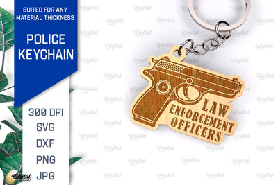 Police Keychain Laser Cut. Police Keychain Design SVG SVG Evgenyia Guschina 