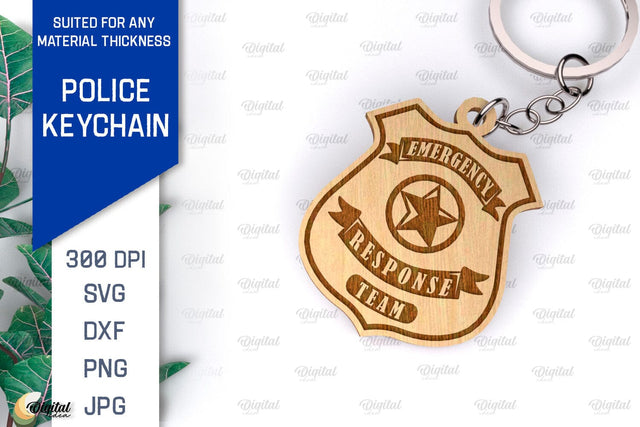 Police Keychain Laser Cut. Police Keychain Design SVG SVG Evgenyia Guschina 