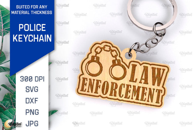 Police Keychain Laser Cut. Police Keychain Design SVG SVG Evgenyia Guschina 