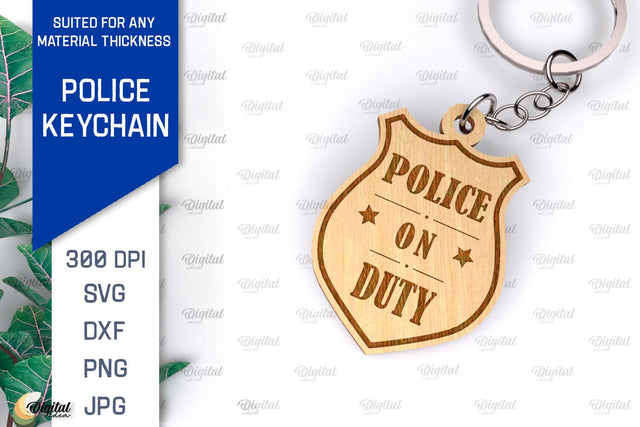 Police Keychain Laser Cut. Police Keychain Design SVG SVG Evgenyia Guschina 