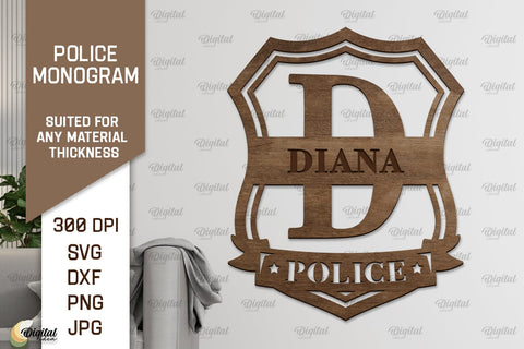 Police Monogram SVG Bundle. Policeman Personalized Name Sign SVG Evgenyia Guschina 