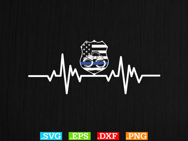 Police Officer Heartbeat Thin Blue Line Shirt, Police Svg, Back the Blue Svg, Thin Blue Line Svg, Police Officer Svg SVG Creativeart88 