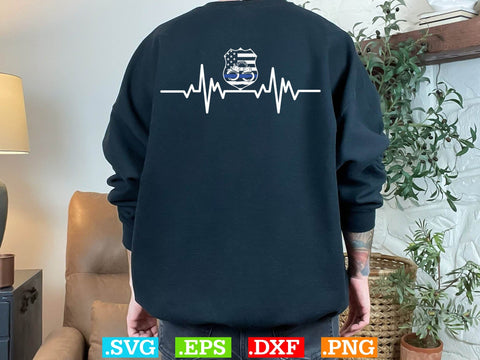Police Officer Heartbeat Thin Blue Line Shirt, Police Svg, Back the Blue Svg, Thin Blue Line Svg, Police Officer Svg SVG Creativeart88 