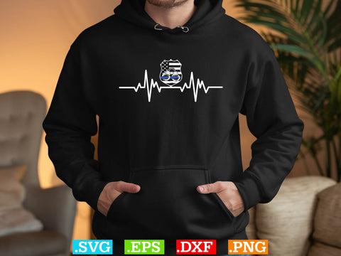 Police Officer Heartbeat Thin Blue Line Shirt, Police Svg, Back the Blue Svg, Thin Blue Line Svg, Police Officer Svg SVG Creativeart88 