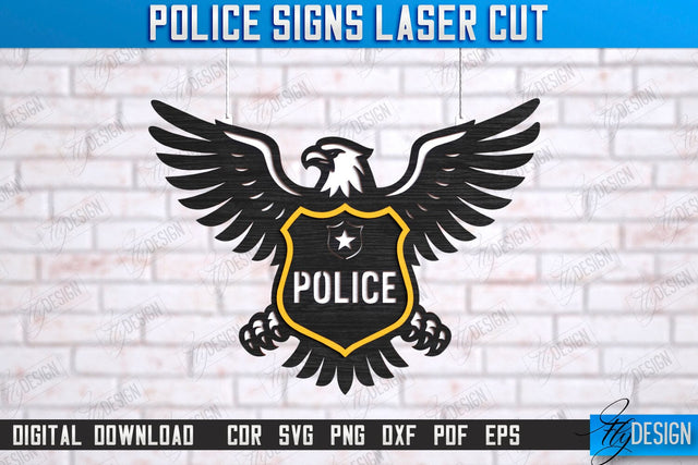 Police Sign Laser Cut | Wall Sign | Police Officer | Wall Plaque | Policeman | Wall Plate | CNC File SVG Fly Design 