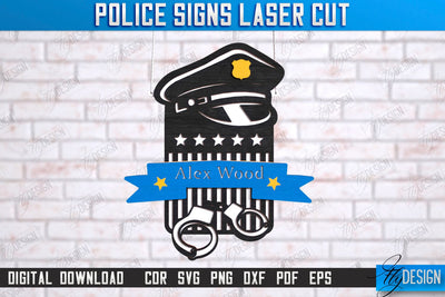 Police Sign Laser Cut | Wall Sign | Police Officer | Wall Plaque | Policeman | Wall Plate | CNC File SVG Fly Design 