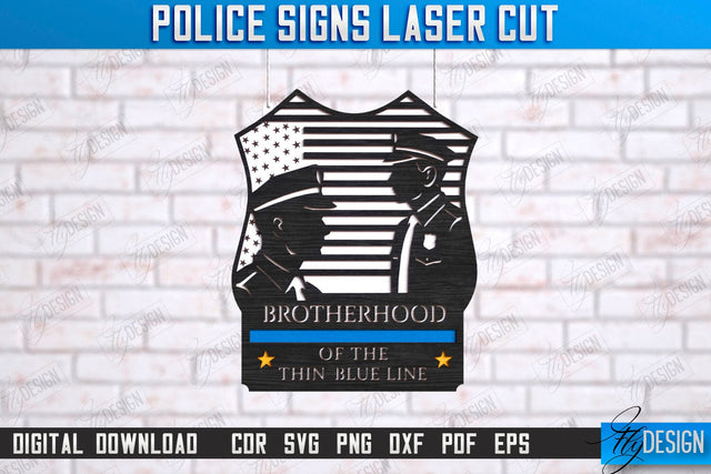 Police Sign Laser Cut | Wall Sign | Police Officer | Wall Plaque | Policeman | Wall Plate | CNC File SVG Fly Design 