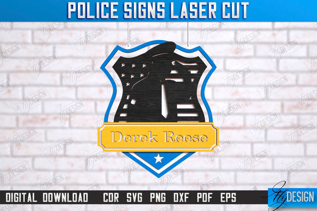 Police Sign Laser Cut | Wall Sign | Police Officer | Wall Plaque | Policeman | Wall Plate | CNC File SVG Fly Design 