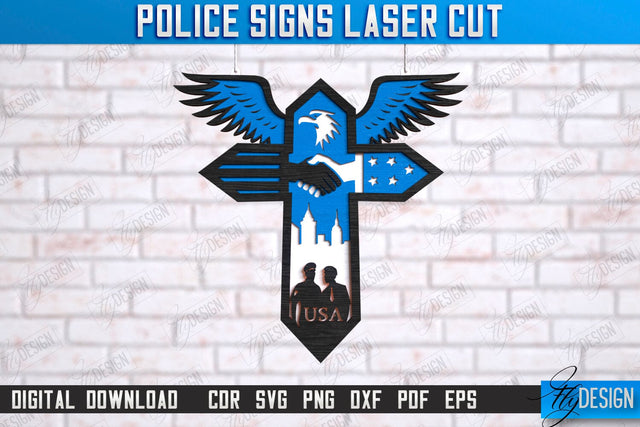 Police Sign Laser Cut | Wall Sign | Police Officer | Wall Plaque | Policeman | Wall Plate | CNC File SVG Fly Design 