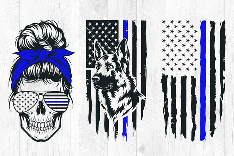 Police svg, police wife svg, back the blue svg, thin blue line svg, police officer svg, distressed flag SVG DesignDestine 