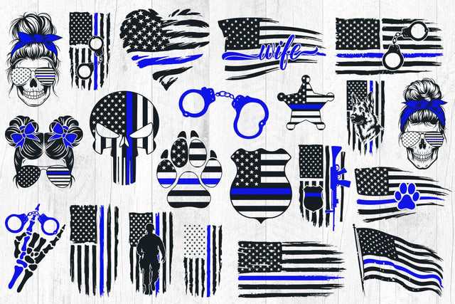 Police svg, police wife svg, back the blue svg, thin blue line svg, police officer svg, distressed flag SVG DesignDestine 