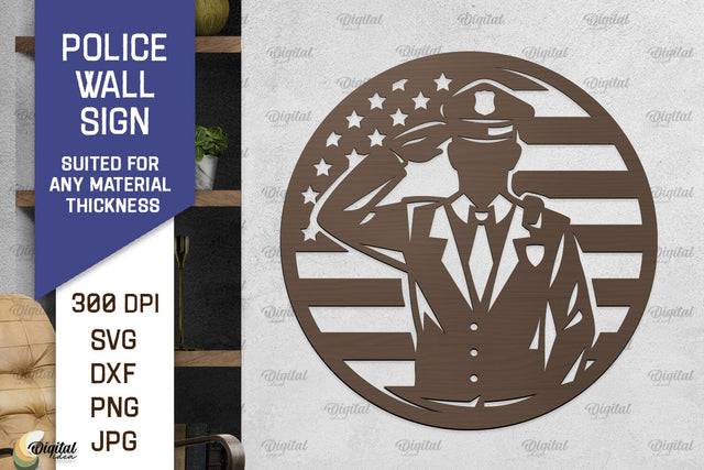 Police Wall Sign Laser Cut. Policeman Sign SVG SVG Evgenyia Guschina 