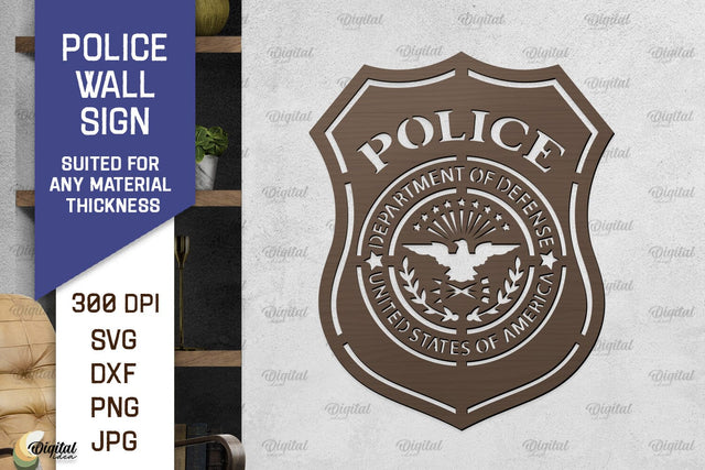 Police Wall Sign Laser Cut. Policeman Sign SVG SVG Evgenyia Guschina 