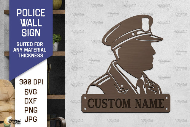 Police Wall Sign Laser Cut. Policeman Sign SVG SVG Evgenyia Guschina 