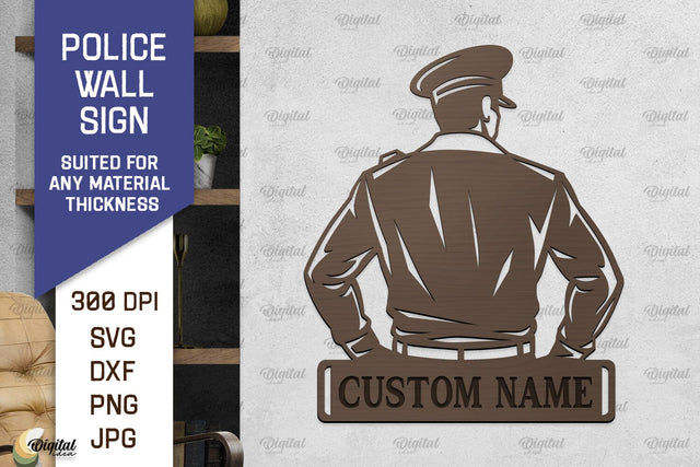 Police Wall Sign Laser Cut. Policeman Sign SVG SVG Evgenyia Guschina 