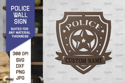 Police Wall Sign Laser Cut. Policeman Sign SVG SVG Evgenyia Guschina 