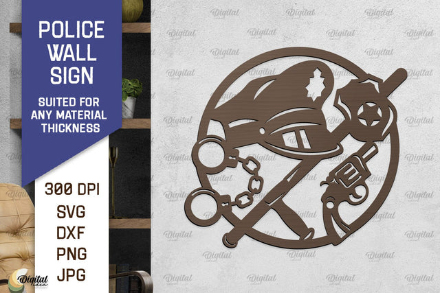Police Wall Sign Laser Cut. Policeman Sign SVG SVG Evgenyia Guschina 