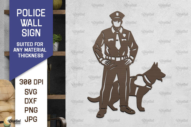 Police Wall Sign Laser Cut. Policeman Sign SVG SVG Evgenyia Guschina 