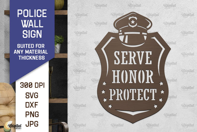 Police Wall Sign Laser Cut. Policeman Sign SVG SVG Evgenyia Guschina 