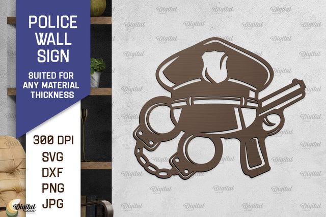 Police Wall Sign Laser Cut. Policeman Sign SVG SVG Evgenyia Guschina 
