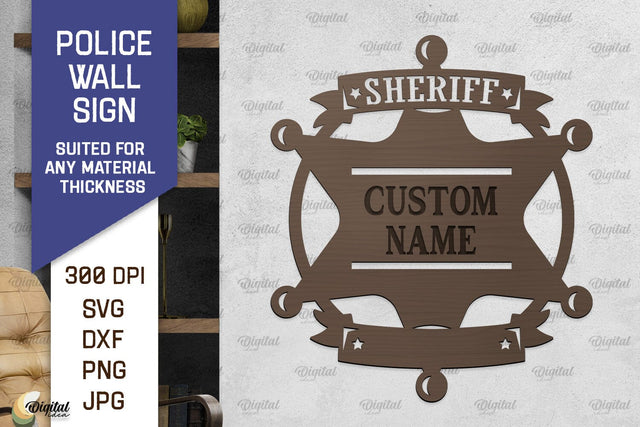 Police Wall Sign Laser Cut. Policeman Sign SVG SVG Evgenyia Guschina 