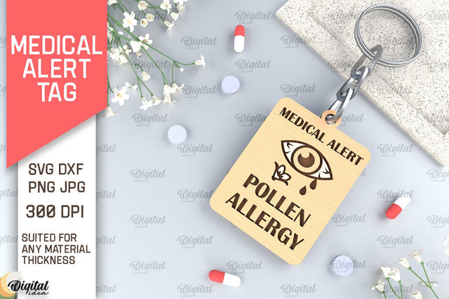 Pollen Allergy Alert Tag SVG. Medical Alert Tag Laser Cut SVG Evgenyia Guschina 