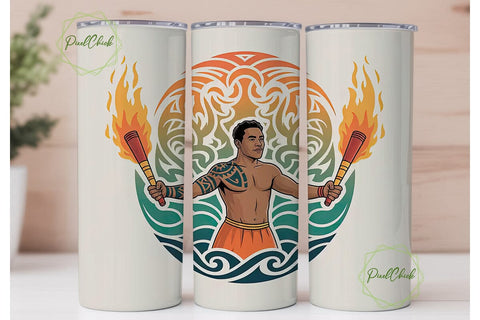 Polynesian Fire Dancer 20oz Tumbler Wrap Sublimation PixelChick 