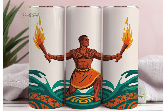 Polynesian Fire Dancer 20oz Tumbler Wrap Sublimation PixelChick 