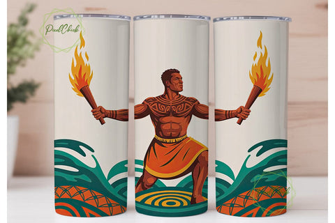 Polynesian Fire Dancer 20oz Tumbler Wrap Sublimation PixelChick 