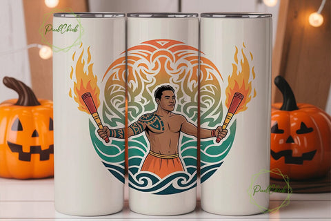 Polynesian Fire Dancer 20oz Tumbler Wrap Sublimation PixelChick 